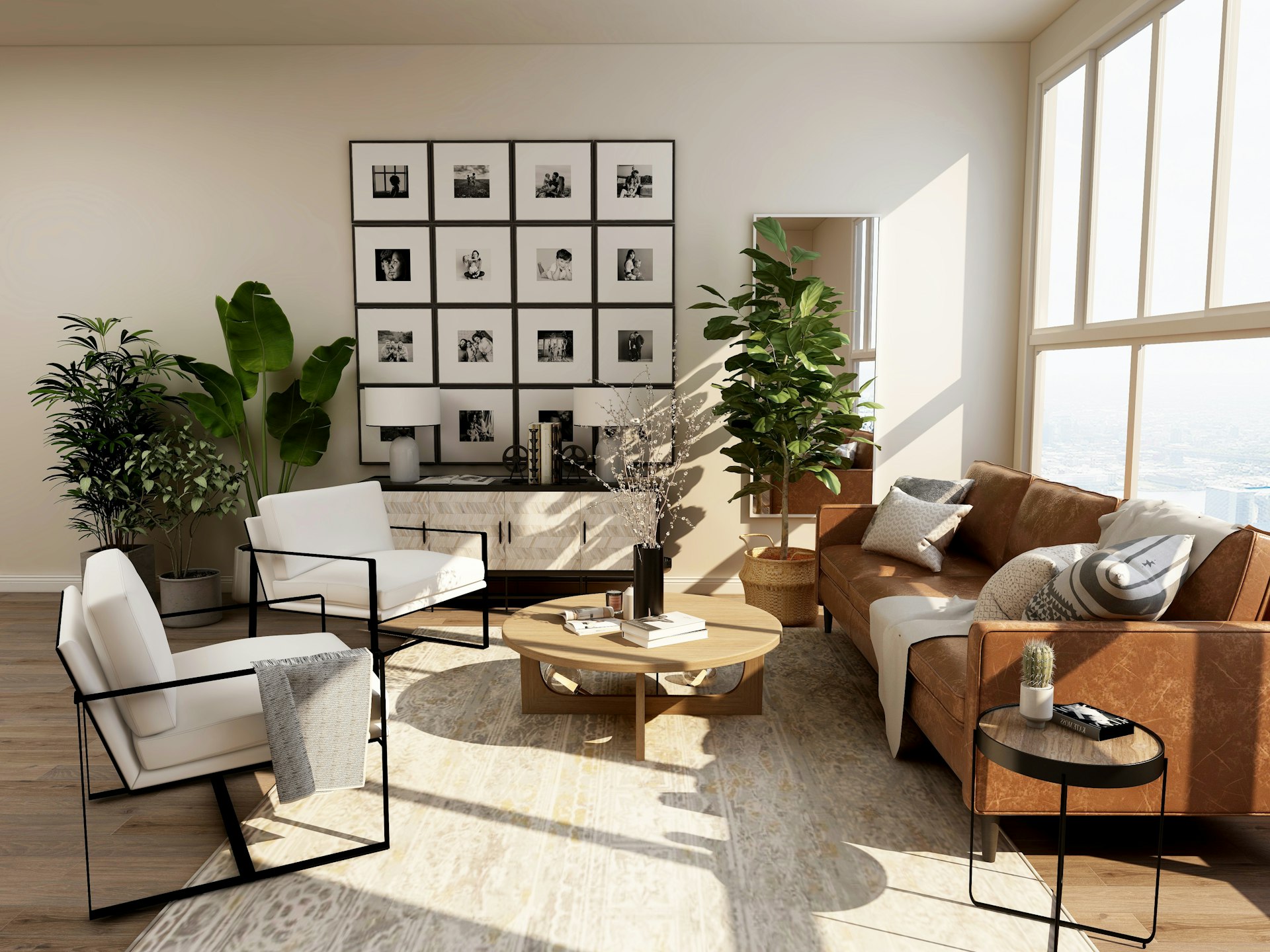 Bright minimal smart home interior